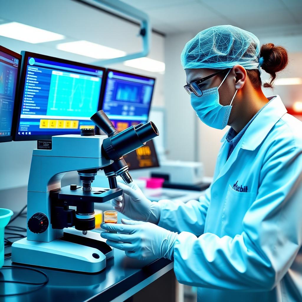 Lab technician analyzing samples