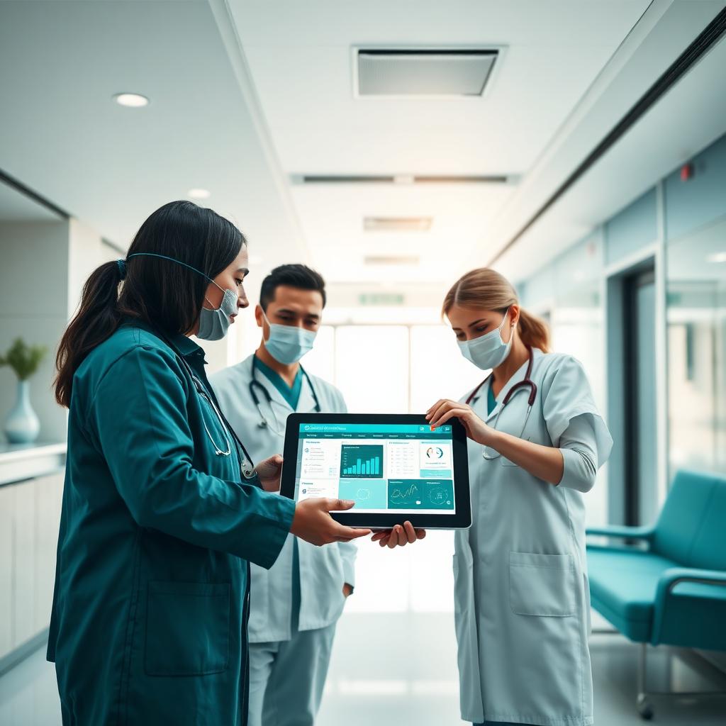 Clinical team reviewing MediCore dashboard on a tablet